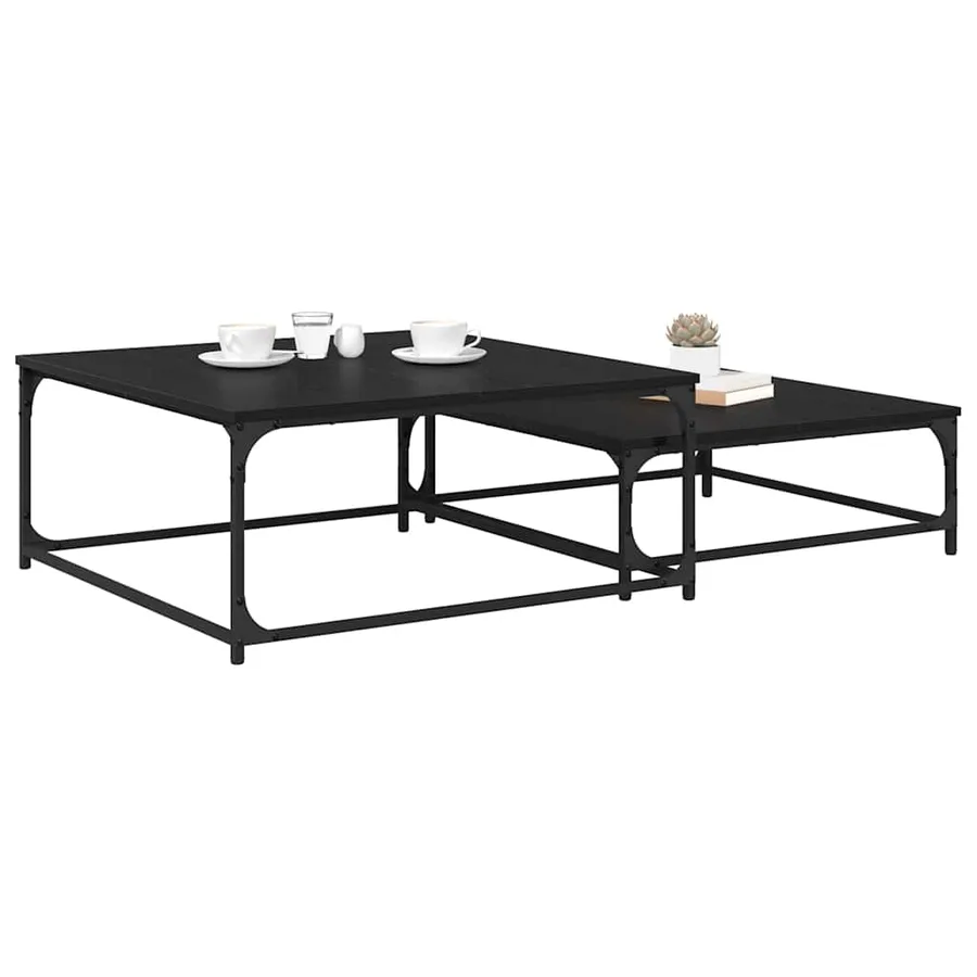 Table basse 2 pcs Chêne noir Bois d'ingénierie - 3