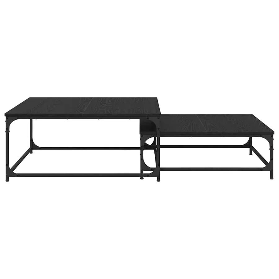 Table basse 2 pcs Chêne noir Bois d'ingénierie - 5