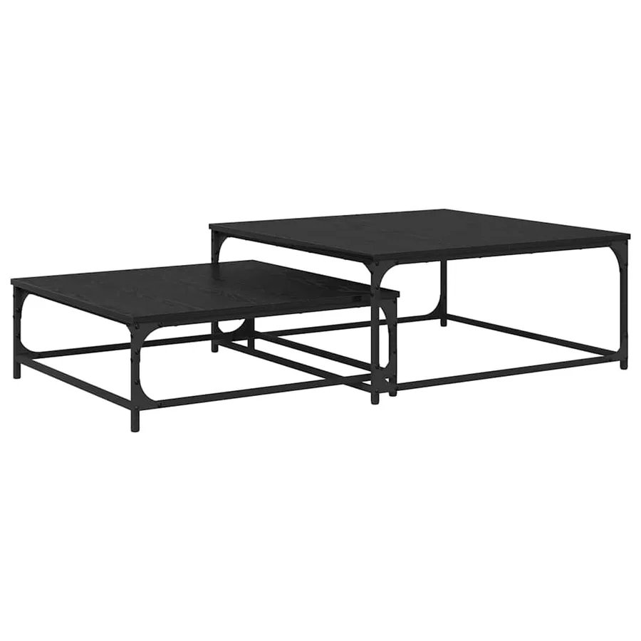 Table basse 2 pcs Chêne noir Bois d'ingénierie - 7