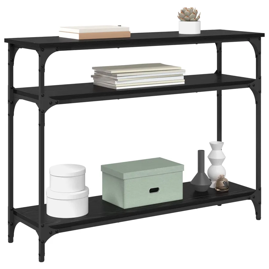 Table console Chêne noir 100 x 29 x 75 cm Bois d'ingénierie - 3