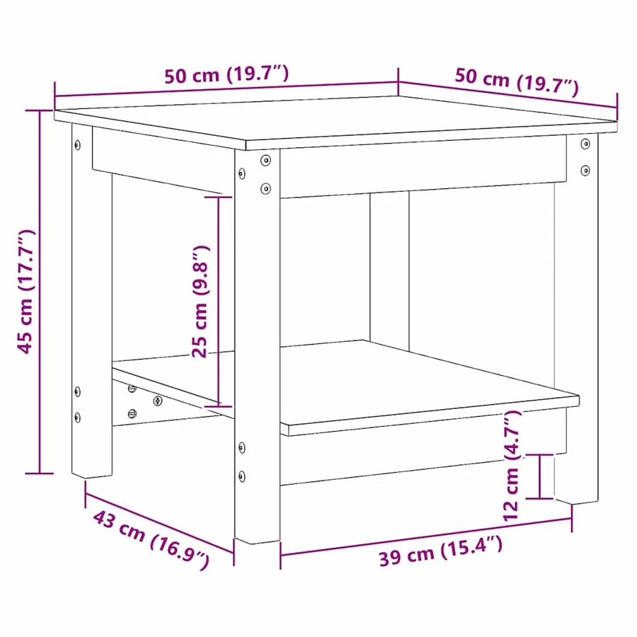 Table basse Marron cire 50 x 50 x 45 cm Bois massif en pin - 9
