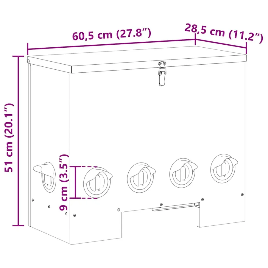 Mangeoire pour poules 2 pcs Vert olive 60,5 x 29 x 51 cm - 12