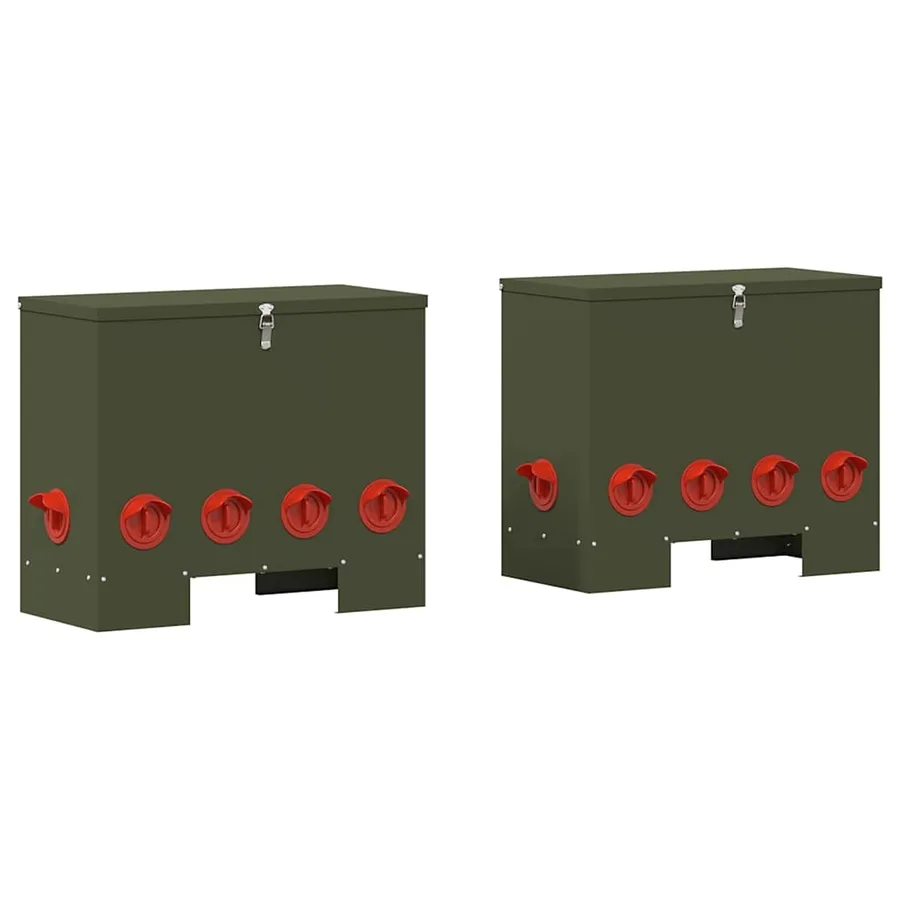 Mangeoire pour poules 2 pcs Vert olive 60,5 x 29 x 51 cm - 2