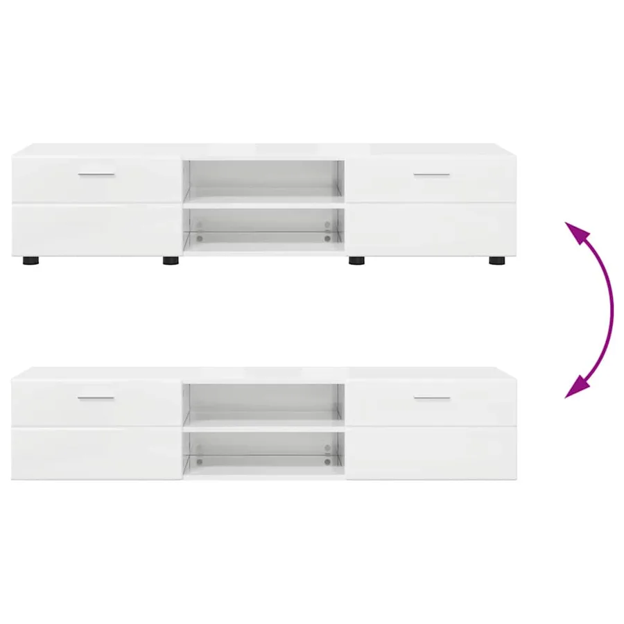 Ensemble meuble TV avec tiroir FLORIN 3 pcs Blanc brillant - 12