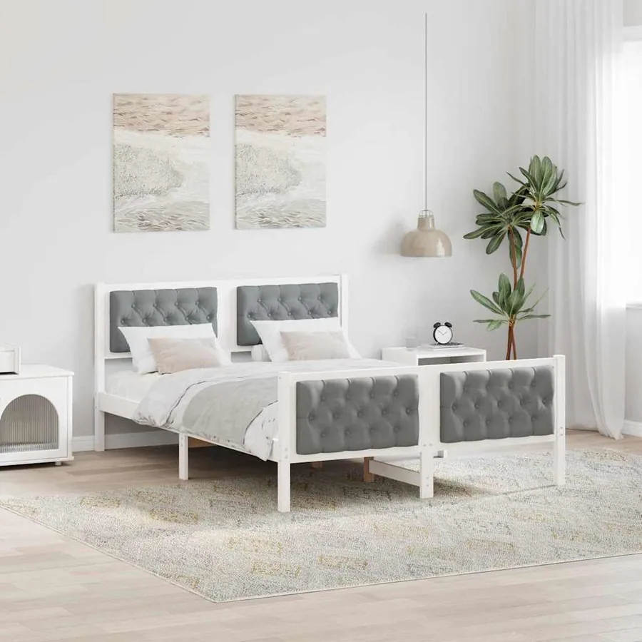 Cadre de lit Gris clair 150 x 200 cm Pin massif