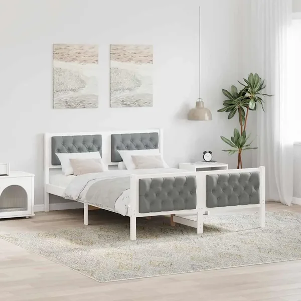 Cadre de lit Gris clair 150 x 200 cm Pin massif