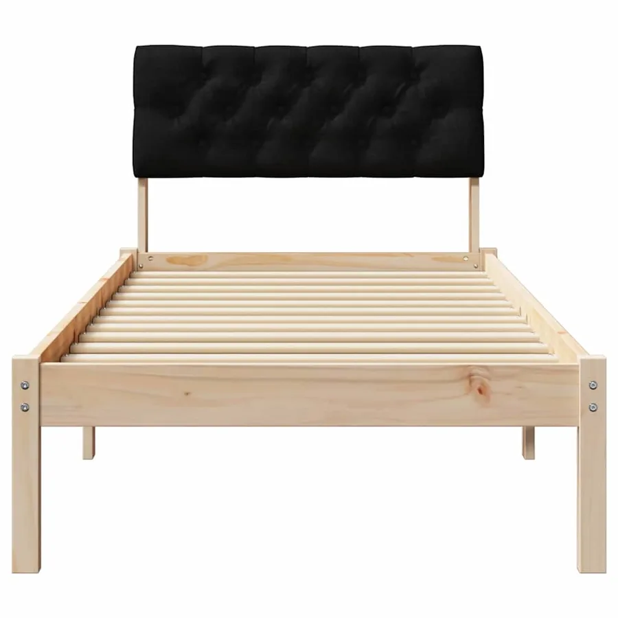 Cadre de lit Marron et noir 75 x 190 cm Bois massif en pin - 5