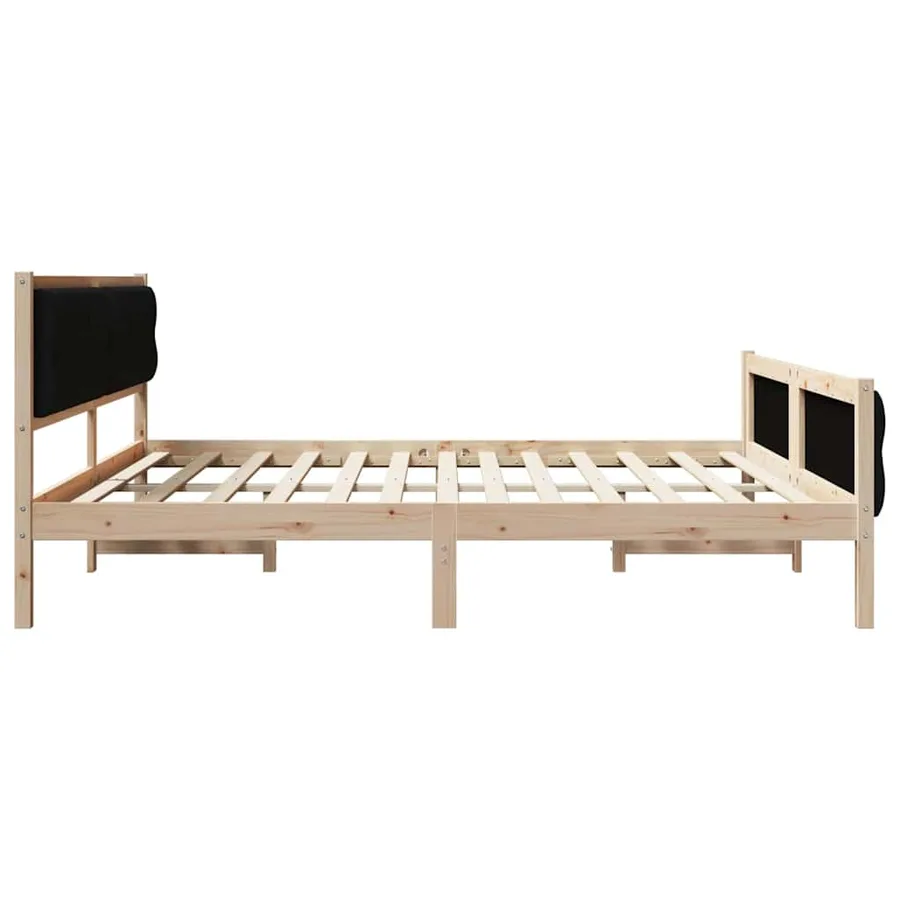 Cadre de lit avec tête de lit Noir 200 x 200 cm Pin massif - 6