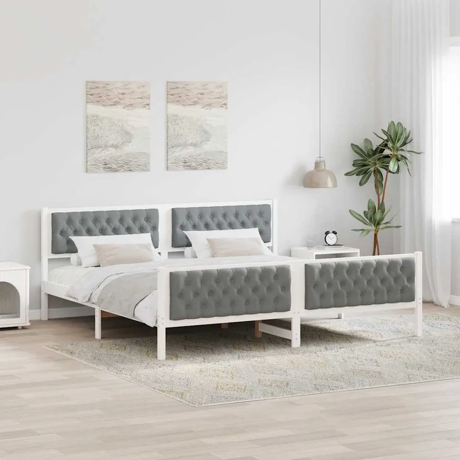 Cadre de lit Gris clair 200 x 200 cm Pin massif