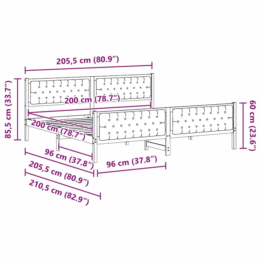 Cadre de lit Gris clair 200 x 200 cm Pin massif - 11