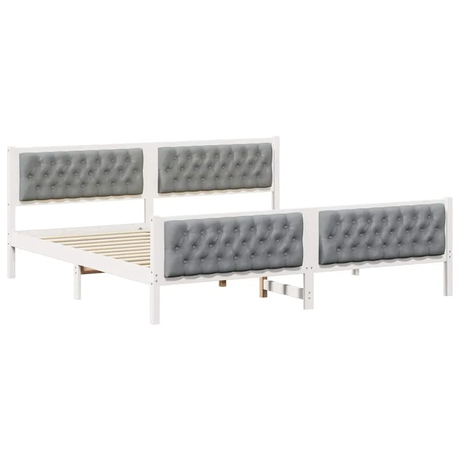 Cadre de lit Gris clair 200 x 200 cm Pin massif - 2