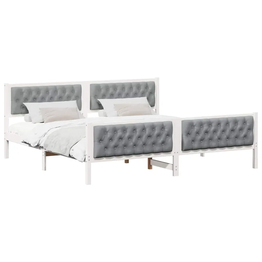 Cadre de lit Gris clair 200 x 200 cm Pin massif - 3