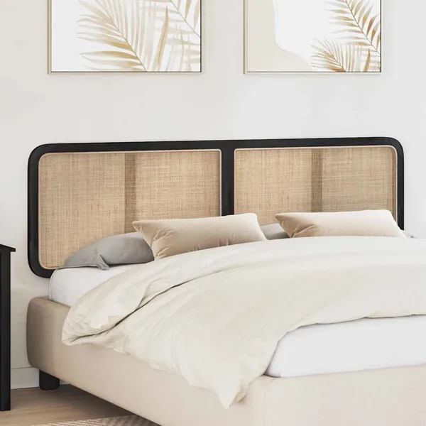 Tête de lit avec tête de lit Noir 180 x 55 x 3 cm Rotin