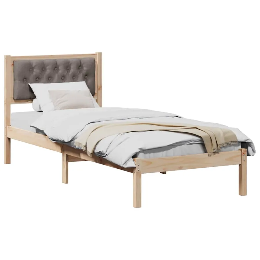 Cadre de lit avec tête de lit Taupe 75 x 190 cm Pin massif - 3