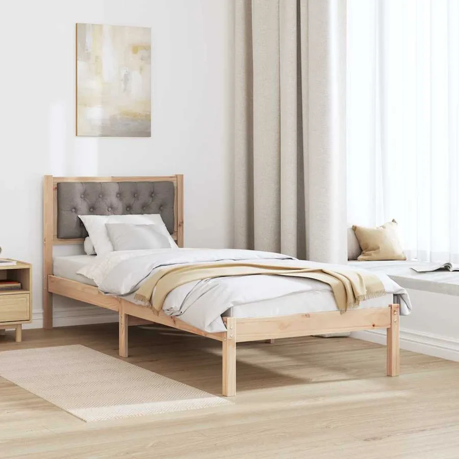 Cadre de lit avec tête de lit Taupe 75 x 190 cm Pin massif - 4
