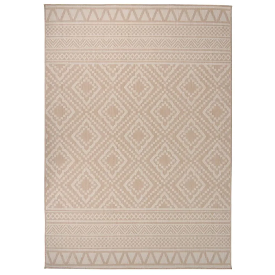 Tapis à tissage plat d'extérieur 120x170 cm Rayures brunes