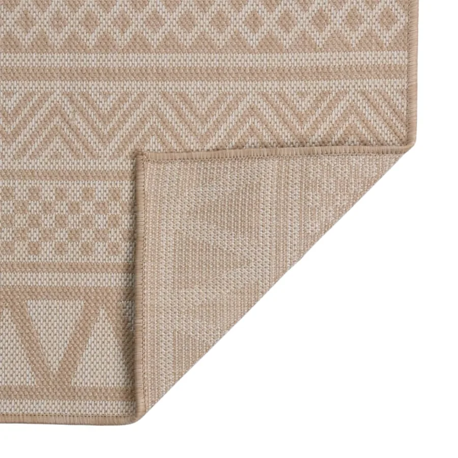 Tapis à tissage plat d'extérieur 120x170 cm Rayures brunes - 2