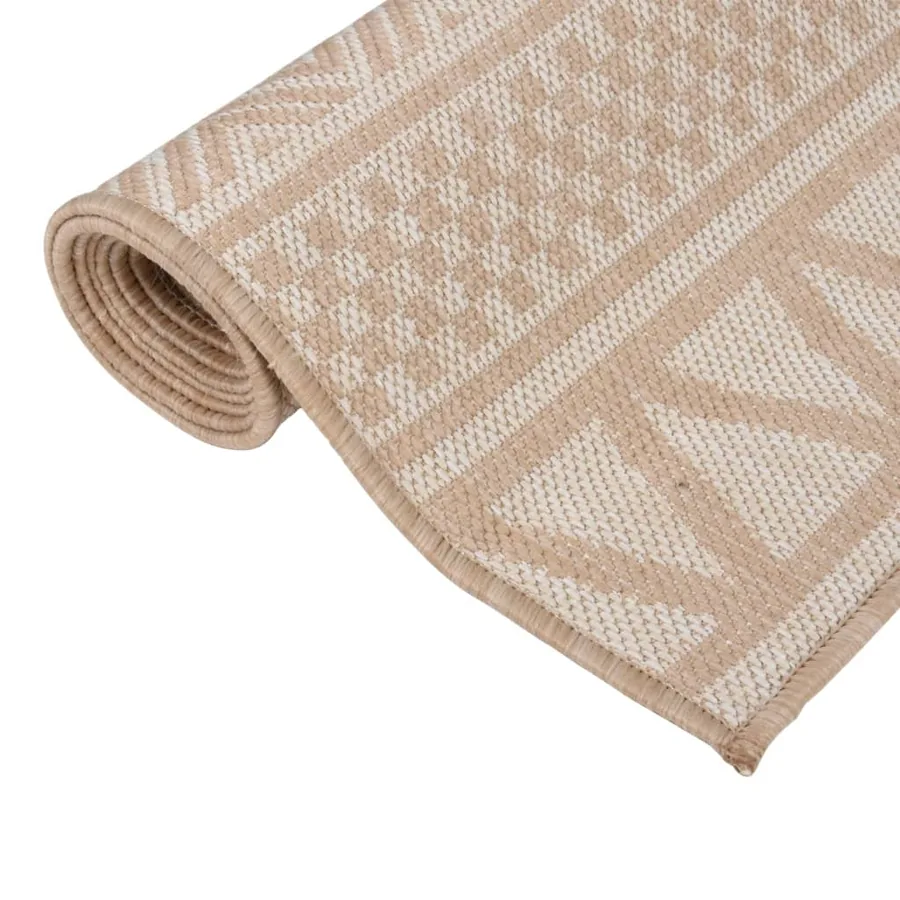 Tapis à tissage plat d'extérieur 120x170 cm Rayures brunes - 3