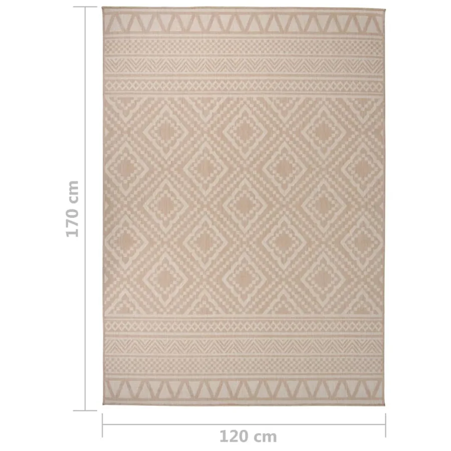 Tapis à tissage plat d'extérieur 120x170 cm Rayures brunes - 6
