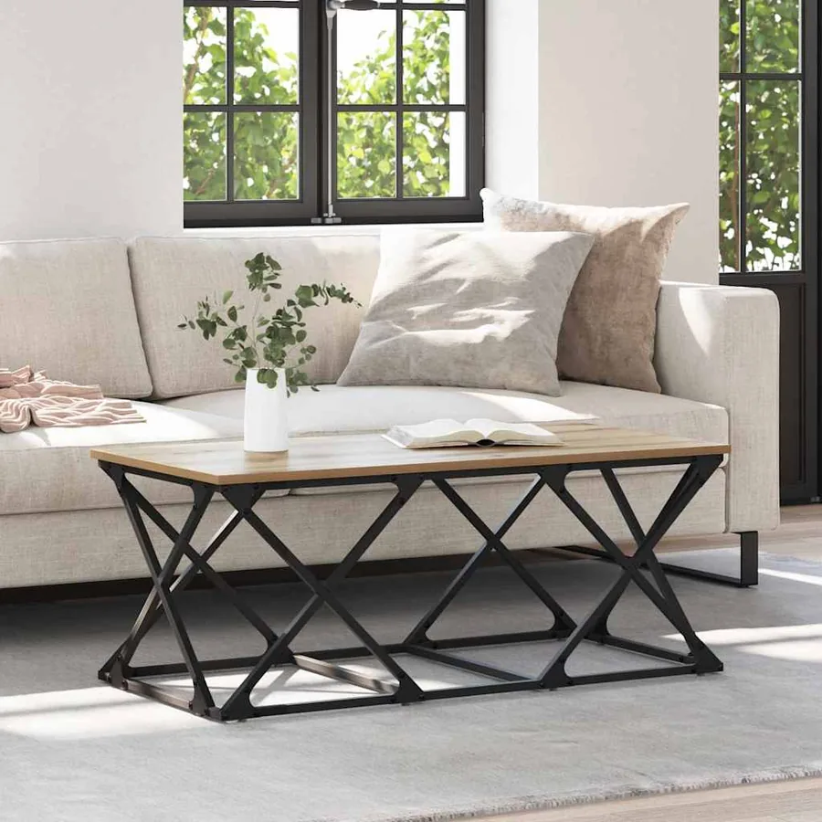 Table basse Chêne artisanal 100 x 49 x 40 cm Bois d'ingénierie