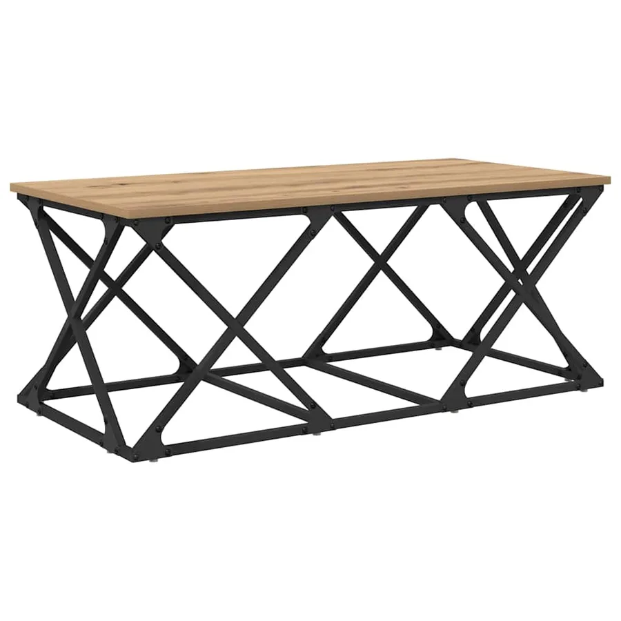 Table basse Chêne artisanal 100 x 49 x 40 cm Bois d'ingénierie - 2