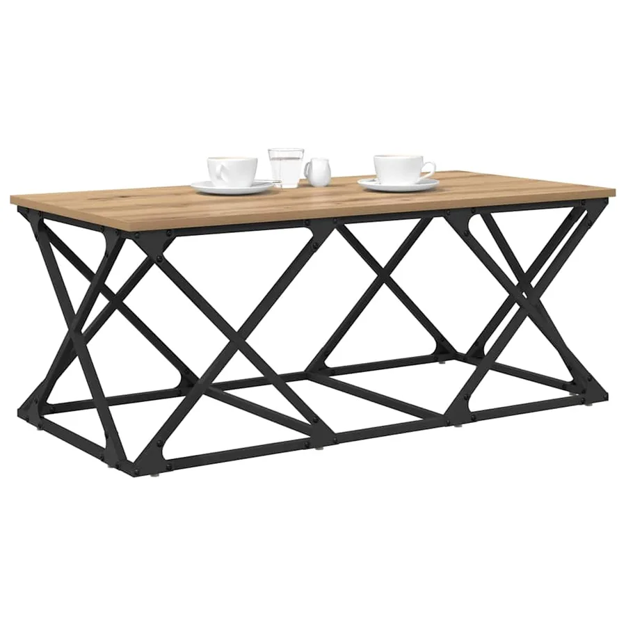 Table basse Chêne artisanal 100 x 49 x 40 cm Bois d'ingénierie - 3