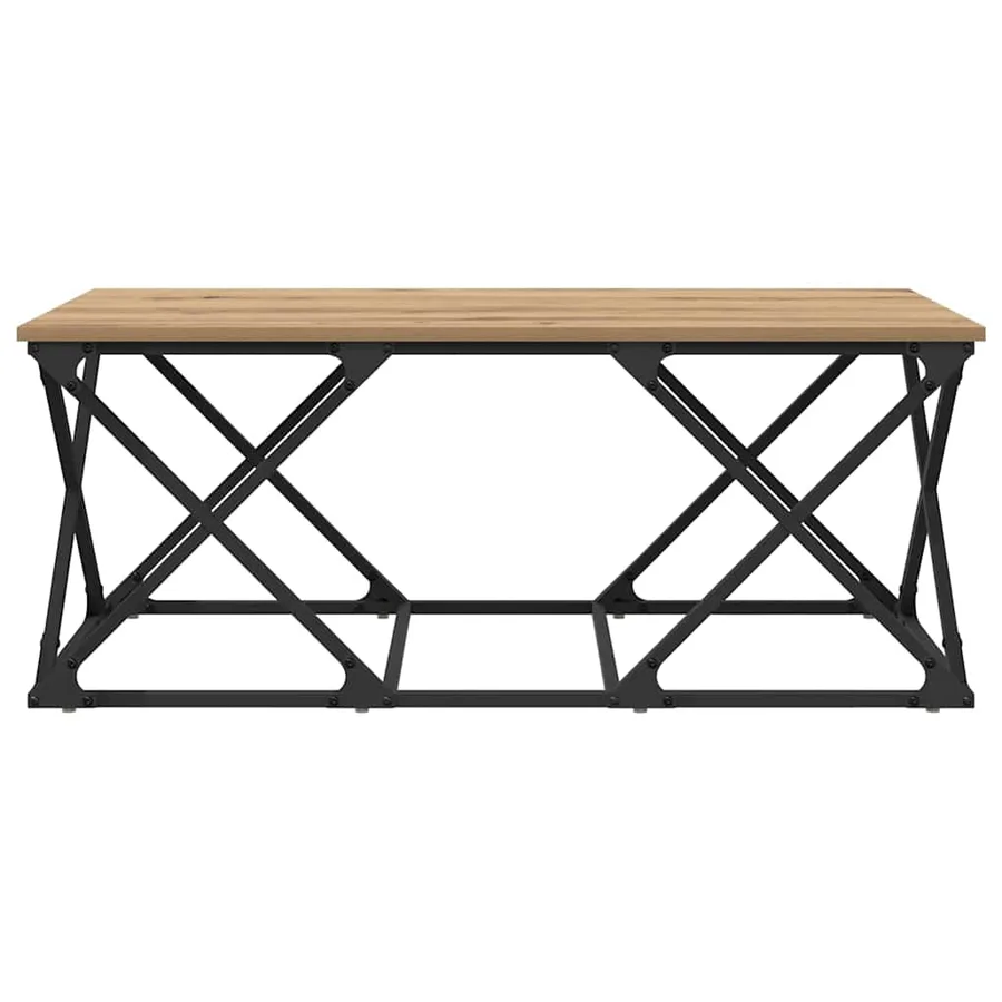 Table basse Chêne artisanal 100 x 49 x 40 cm Bois d'ingénierie - 5