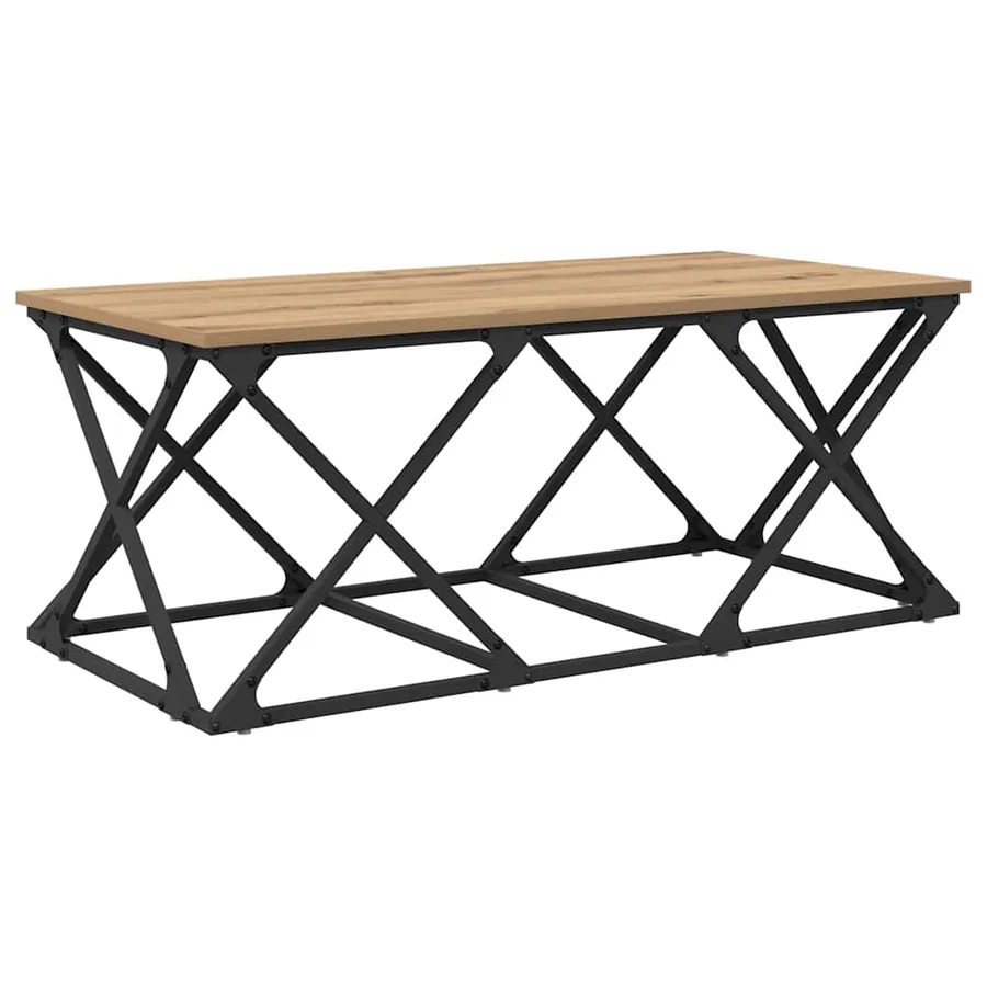Table basse Chêne artisanal 100 x 49 x 40 cm Bois d'ingénierie - 7