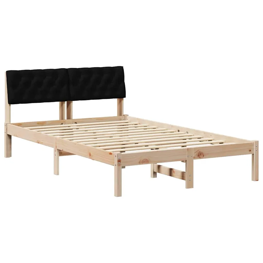 Cadre de lit Marron et noir 120 x 190 cm Bois massif en pin - 2