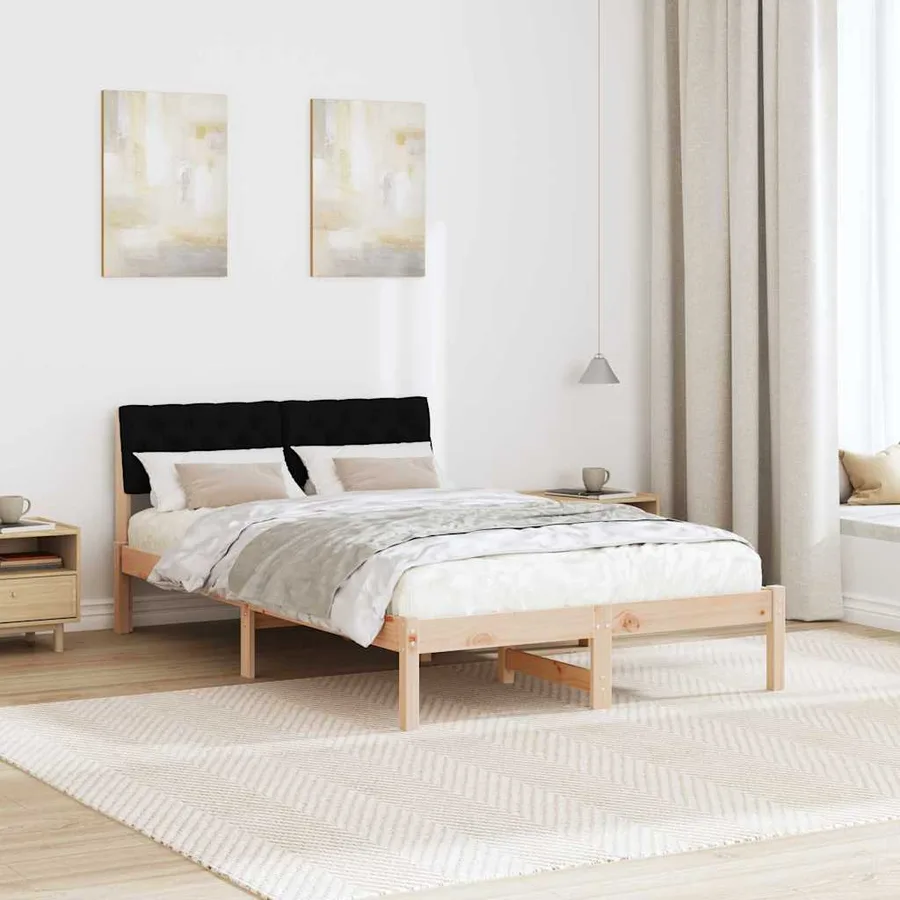 Cadre de lit Marron et noir 120 x 190 cm Bois massif en pin - 4