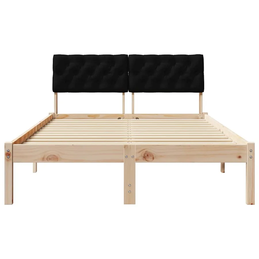 Cadre de lit Marron et noir 120 x 190 cm Bois massif en pin - 5