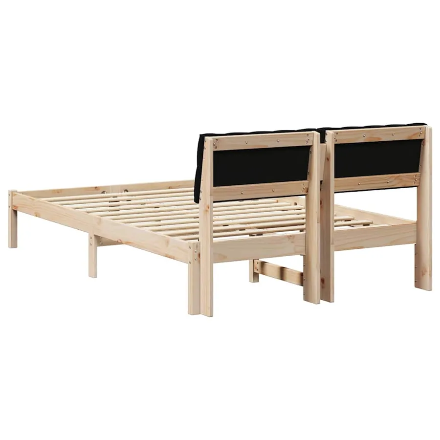 Cadre de lit Marron et noir 120 x 190 cm Bois massif en pin - 7