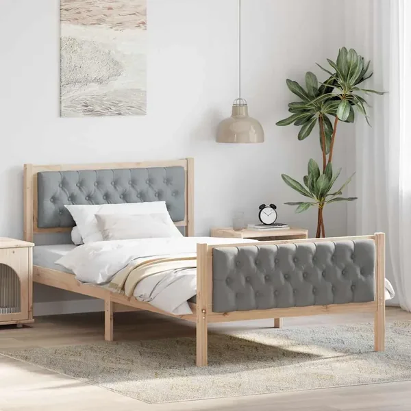 Cadre de lit Gris clair 100 x 200 cm Pin massif