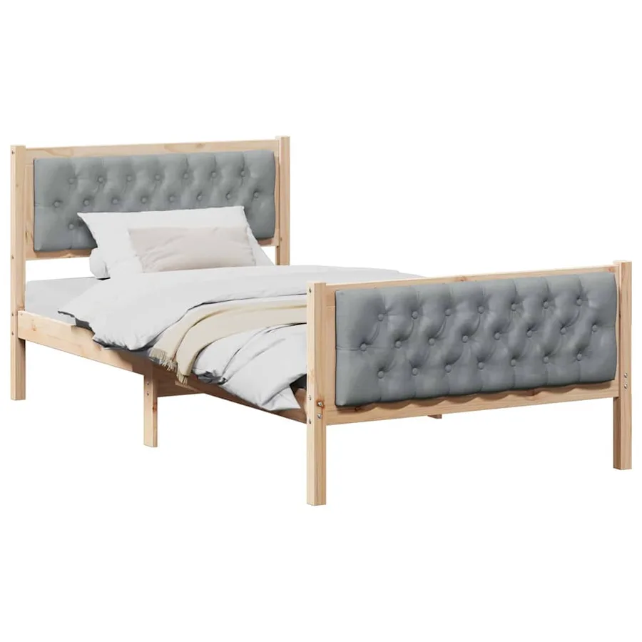 Cadre de lit Gris clair 100 x 200 cm Pin massif - 3