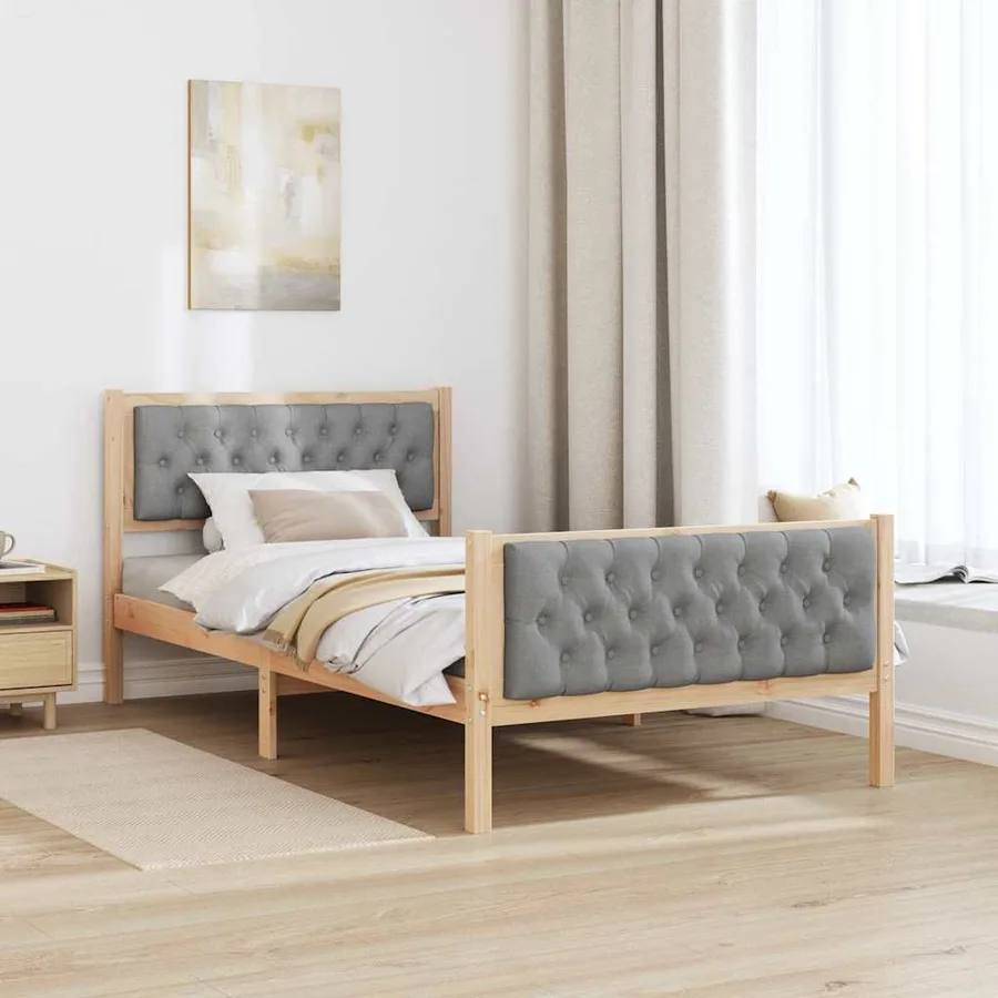 Cadre de lit Gris clair 100 x 200 cm Pin massif - 4