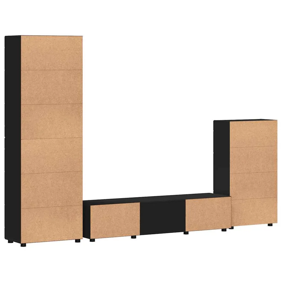 Ensemble meuble TV FLORIN 3 pcs Noir Bois d'ingénierie - 8