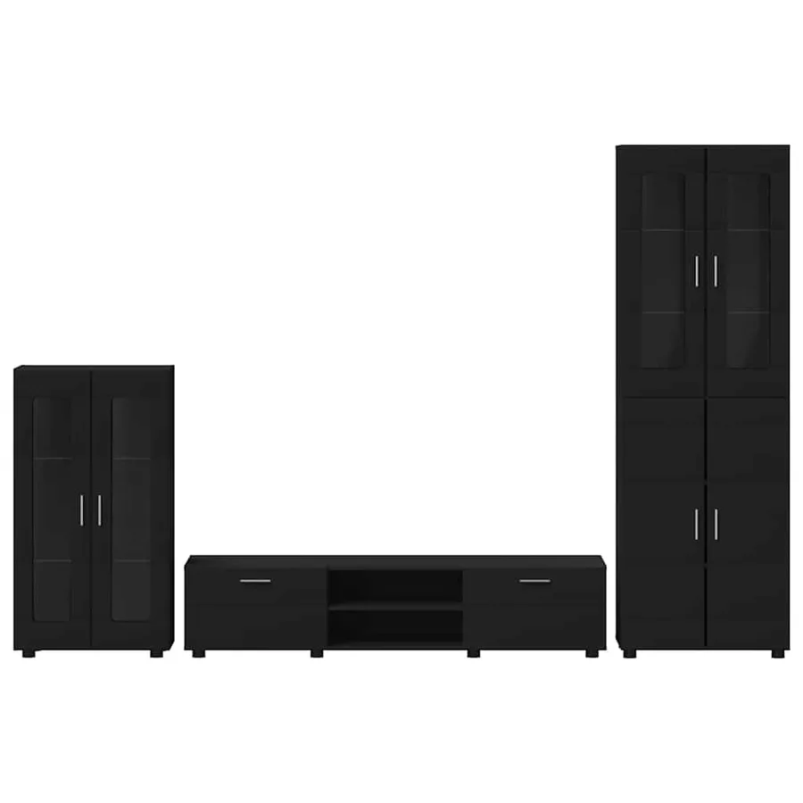 Ensemble meuble TV FLORIN 3 pcs Noir Bois d'ingénierie - 9