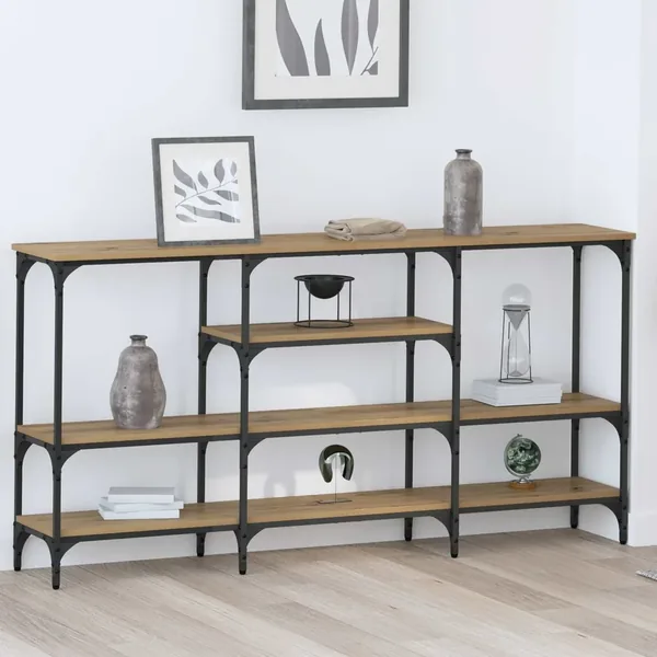 Table console chêne artisanal 160 x 29 x 80 cm