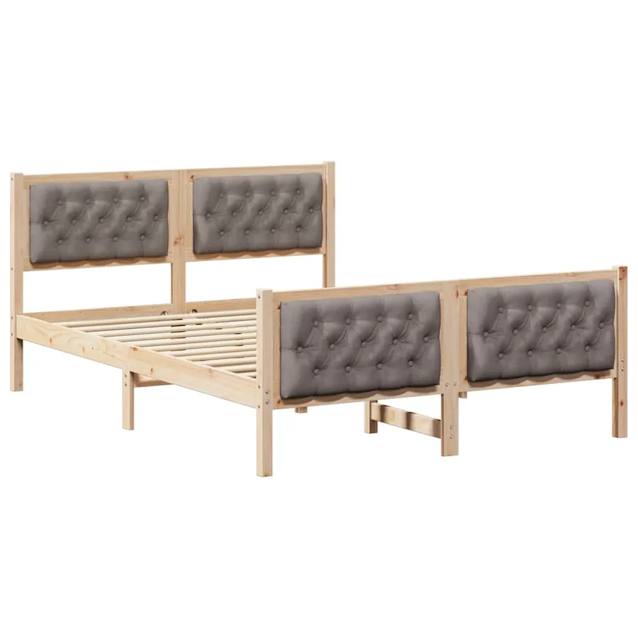 Cadre de lit avec tête de lit Taupe 140 x 200 cm Pin massif - 2