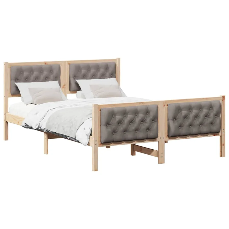 Cadre de lit avec tête de lit Taupe 140 x 200 cm Pin massif - 3