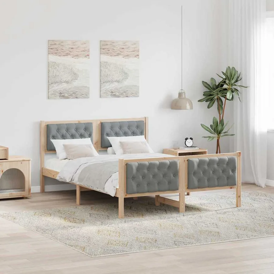 Cadre de lit Gris clair 140 x 190 cm Pin massif