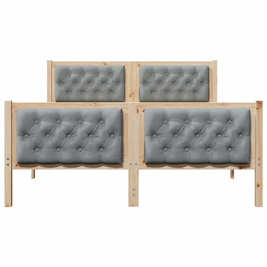 Cadre de lit Gris clair 140 x 190 cm Pin massif - 5