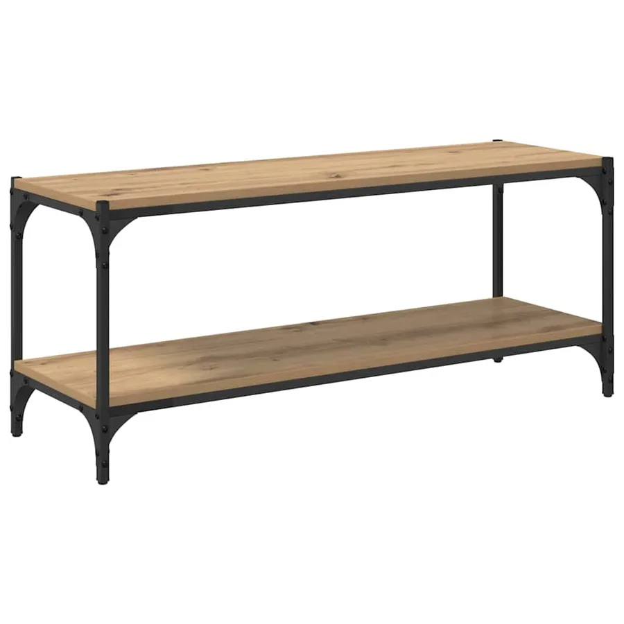 Meuble TV 2 niveaux 100x33x41cm Bois d'ingénierie et fer - 2