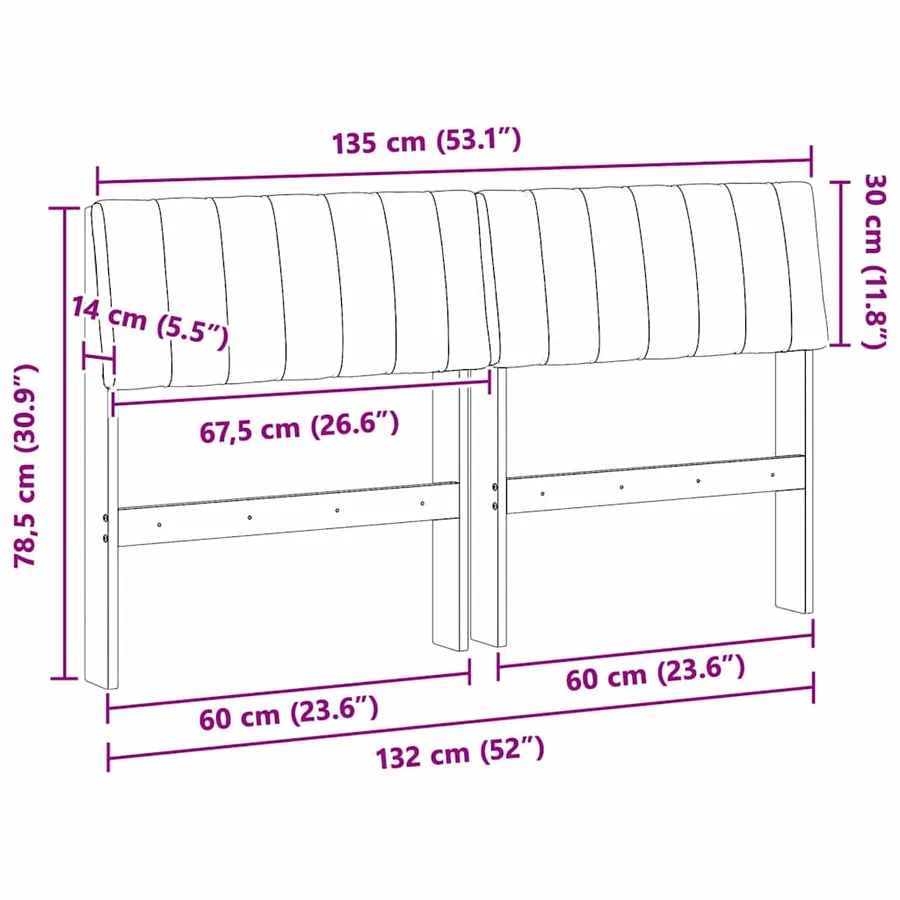 Tête de lit capitonnée Noir 135 cm Pin massif - 11