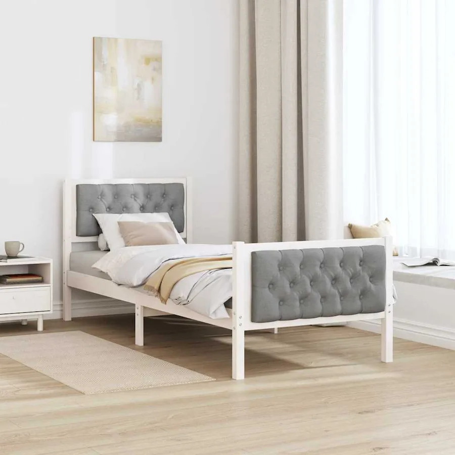 Cadre de lit avec tête de lit Gris clair 80 x 200 cm Pin massif - 4