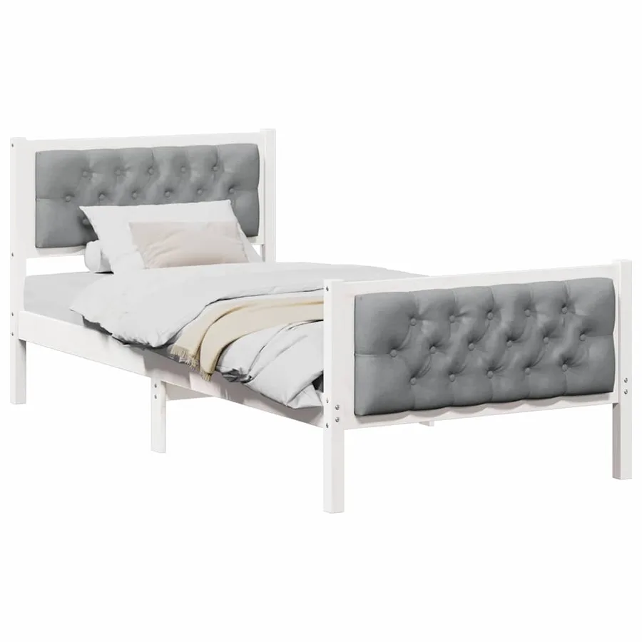 Cadre de lit avec tête de lit Gris clair 90 x 190 cm Pin massif - 3