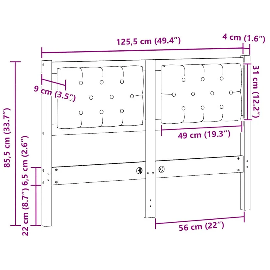 Tête de lit Autre Blanc et gris clair 120 cm Bois massif en pin - 11