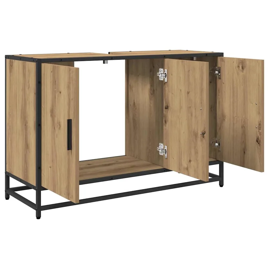 Cabinet de salle de bain Chêne artisanal 90 x 33 x 60 cm - 5