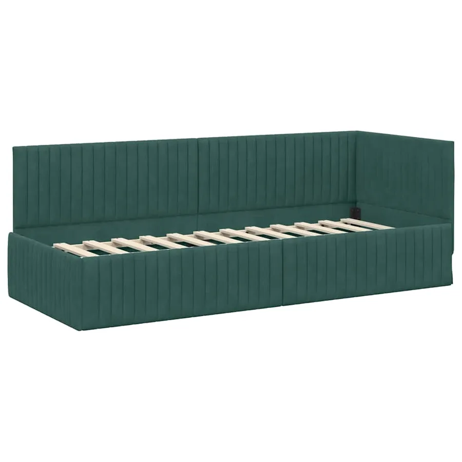 Cadre de lit d'angle avec matelas 2 pcs Vert Velours - 6