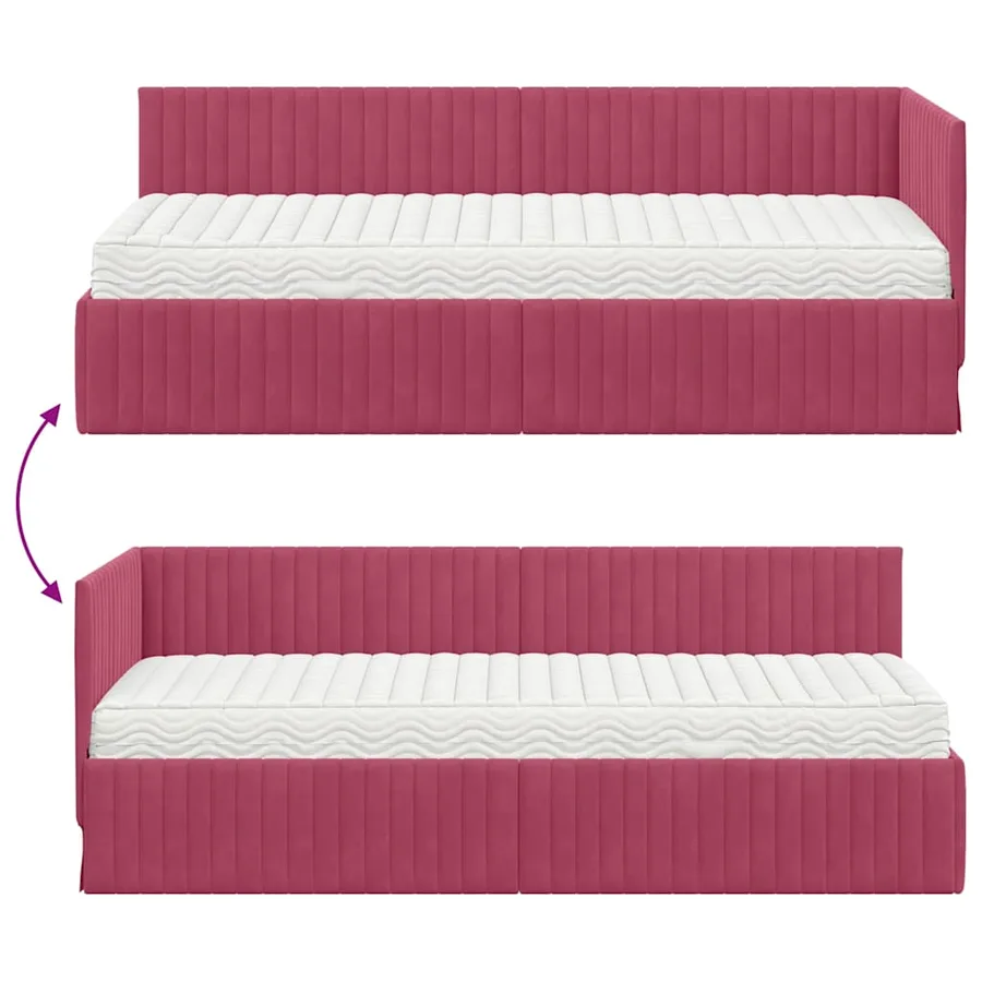 Cadre de lit d'angle avec matelas 2 pcs Vert Velours - 12